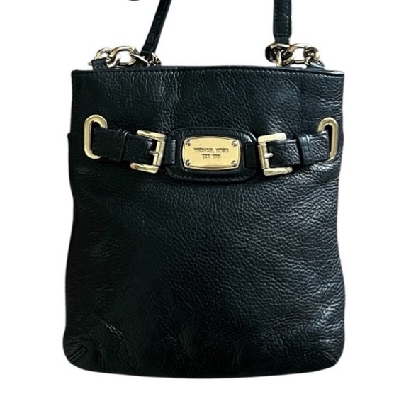 MICHAEL KORS LEATHER HAMILTON Lg CROSSBODY IN BLACK - Picture 1 of 10